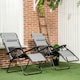 image 1 of Outsunny Garden Recliner Chairs Set of 2, Outdoor Foldable Zero Gravity Chairs Set with Footstool and Detachable Headrest, Grey