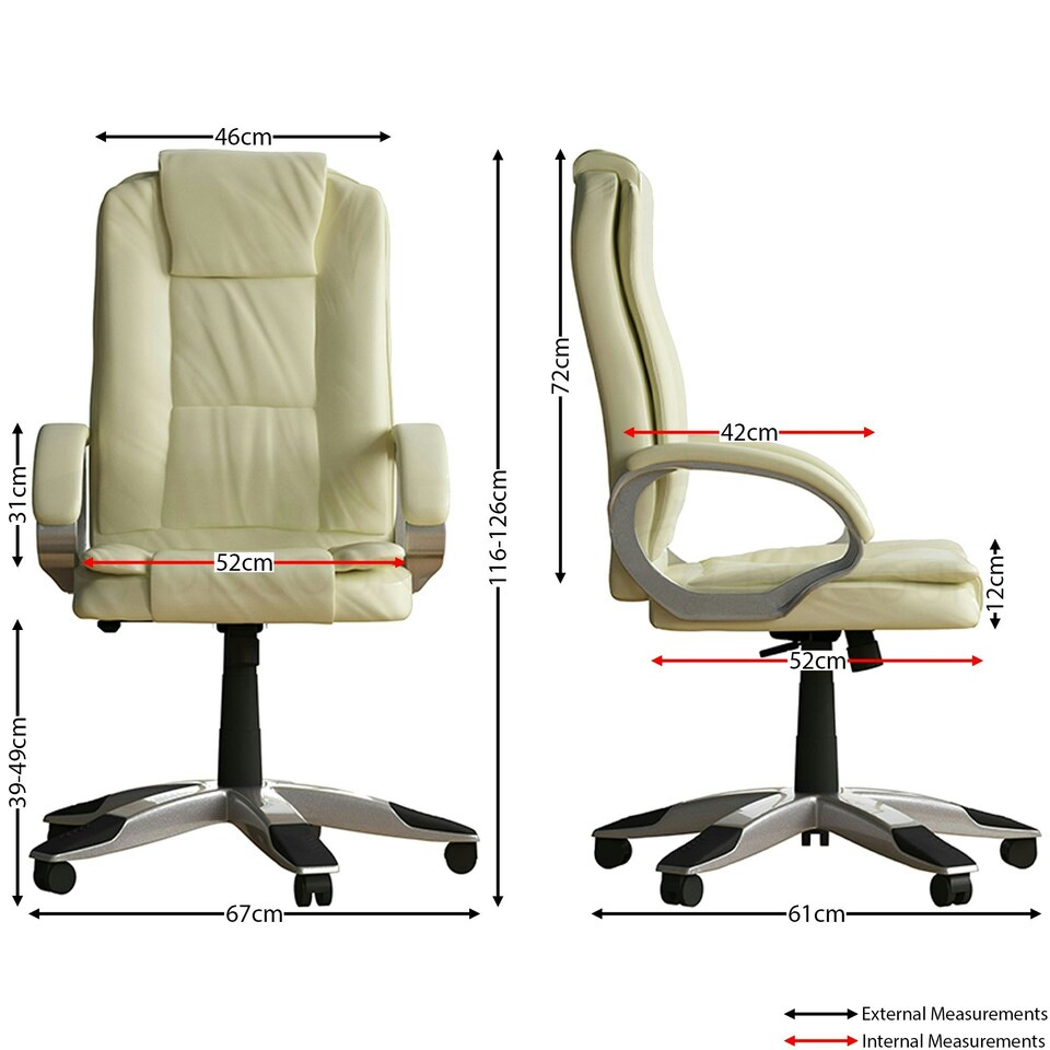 image 1 of Vida Designs Charleton Office Chair Computer Desk Table Chair, Cream