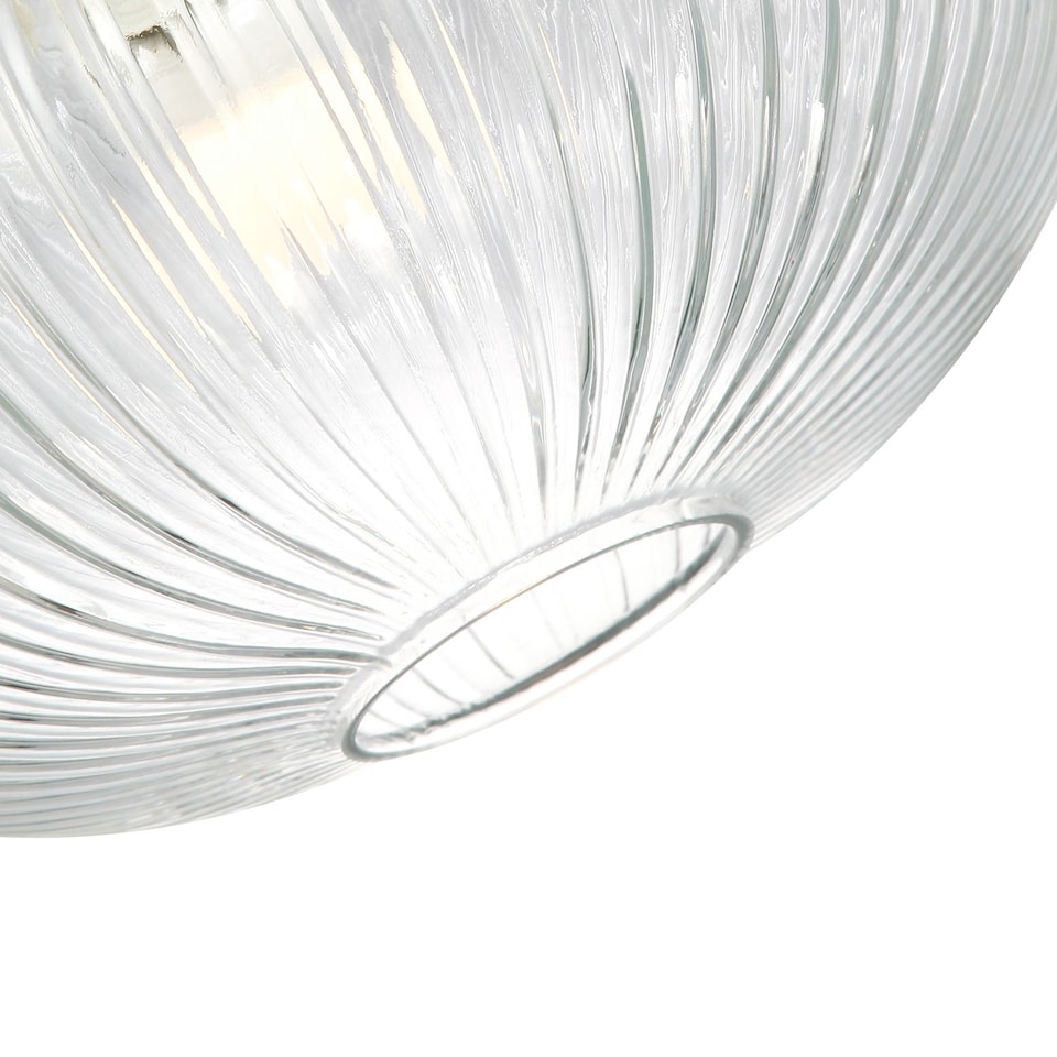 image 1 of Modern Designer Clear Transparent Line Ribbed Glass Oval Pendant Lamp Shade | Clear | Transparent | 1