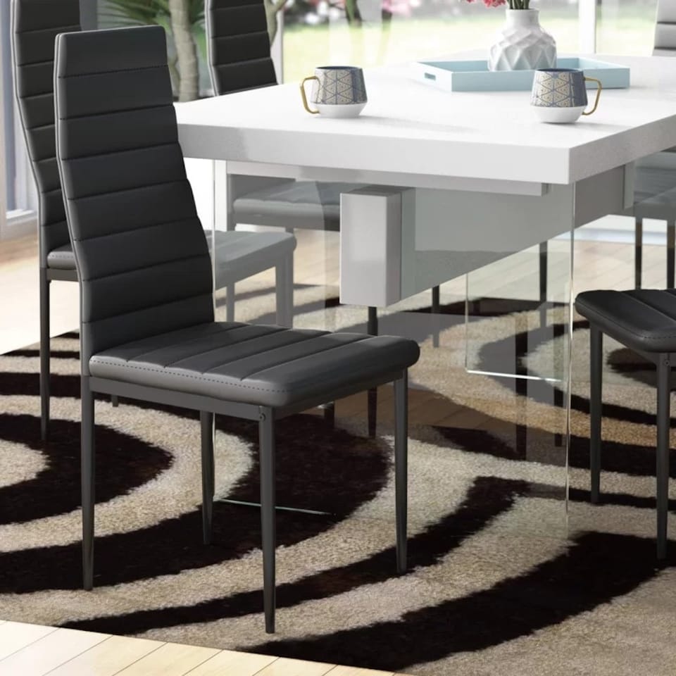 image 1 of Living and Home Dining Chairs Set of 2, Modern Faux Leather High Back Chairs