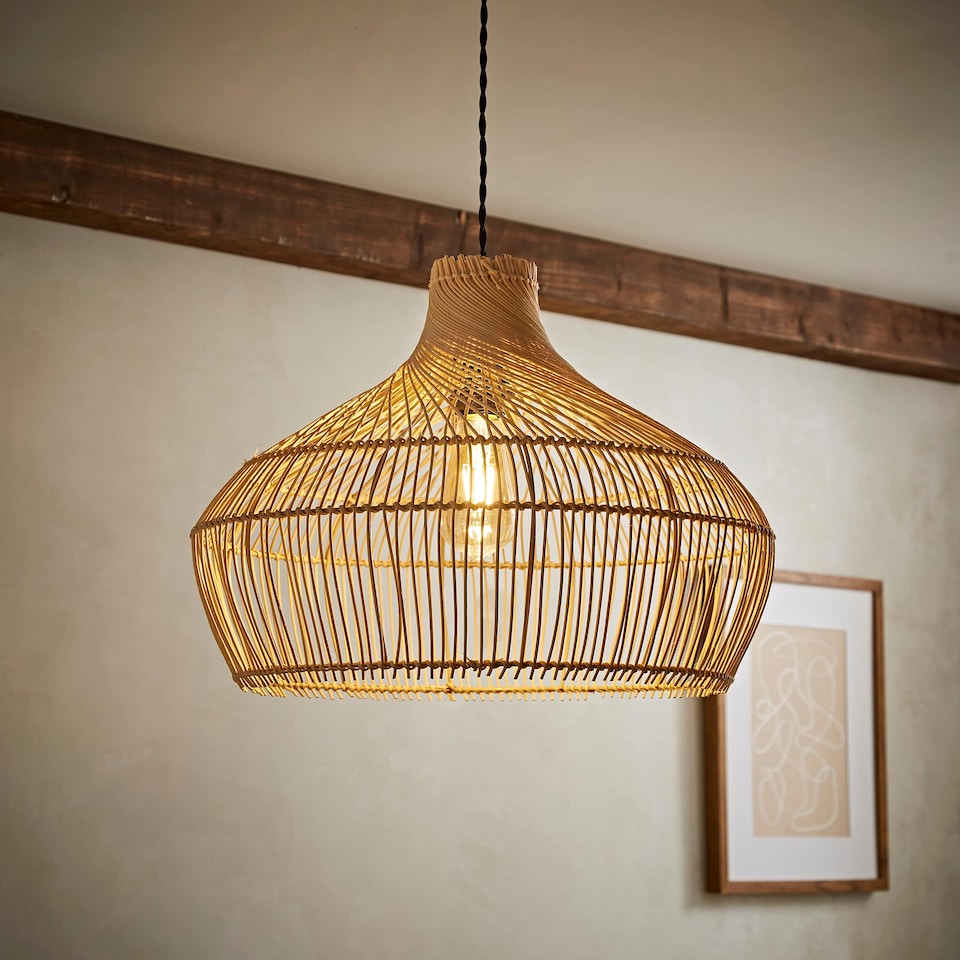 image 1 of ValueLights Anais Natural Rattan Easy Fit Pendant Pendant Shade | Brown