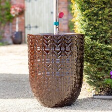 Primrose Textured Glazed Terracotta Planter In Glossy Coffee Brown 63cm