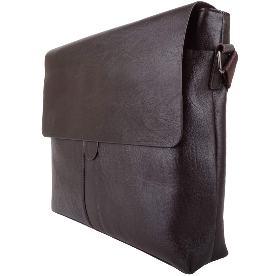 image 1 of Lorenz Mens Soft Genuine Leather Large Professional Work / Travel Messenger Bag | Brown | Brown