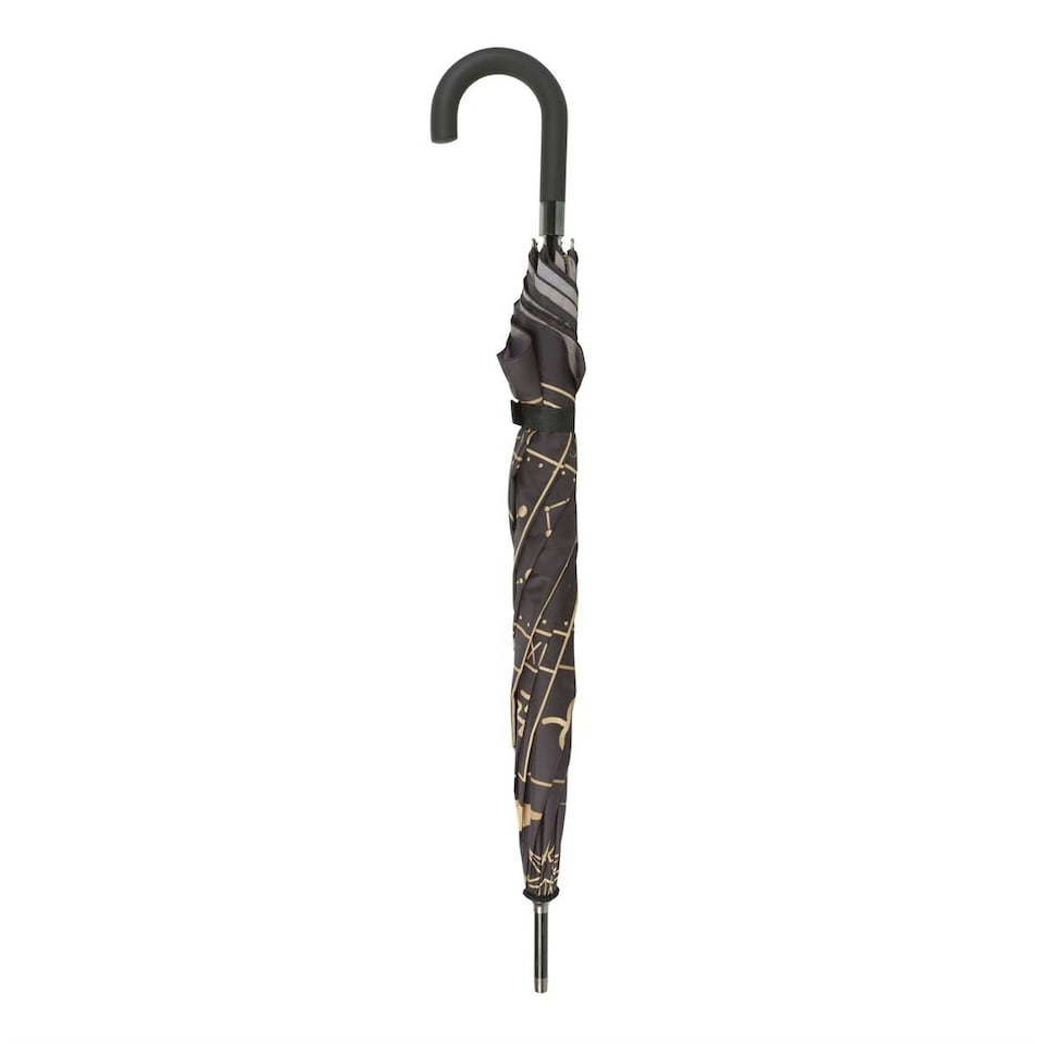 image 1 of Something Different Astrology Wheel Stick Umbrella - Black/Gold - One Size