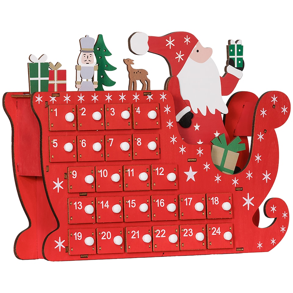 image 1 of HOMCOM Christmas Advent Calendar with 24 Countdown Drawers, Reusable mas Decor, Christmas Gift