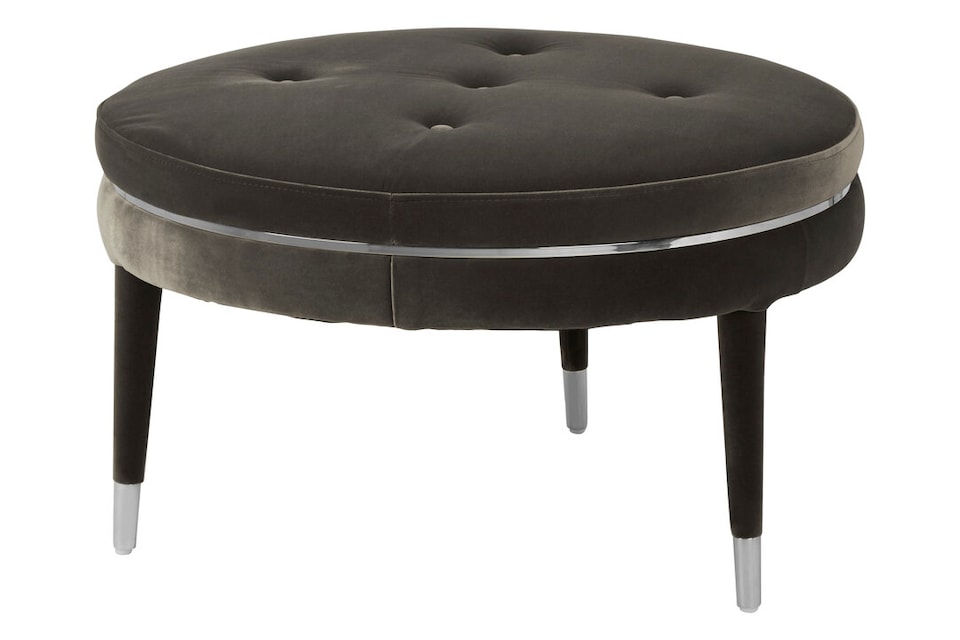image 1 of Manhattan Grey Velvet Footstool