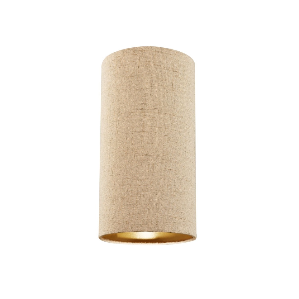 image 1 of Modern and Stylish Stitched Effect Taupe Linen Fabric Cylindrical 25cm Lampshade | Cream | Taupe | 1