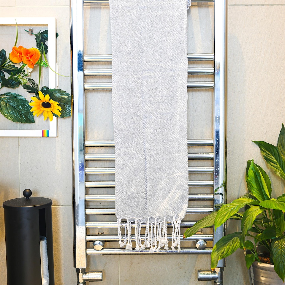 image 1 of Nicola Spring Turkish Cotton Chevron Bath Towel - 172 x 90cm - Light Grey | Grey | Light Grey