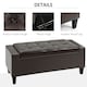 image 4 of HOMCOM 40x90cm PU Leather Storage Ottoman Bench Wood Frame w/ Tufting Feet Brown