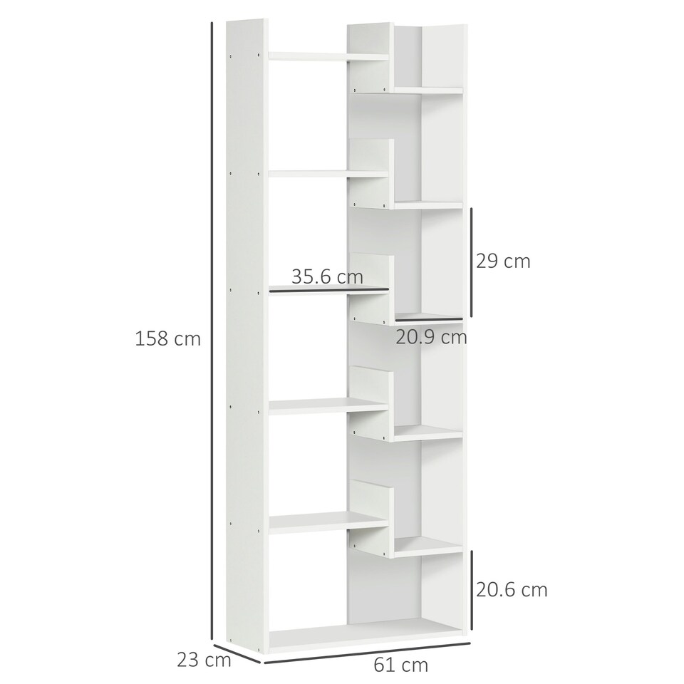 image 1 of HOMCOM 6-Tier Bookshelf Freestanding Decorative Storage Shelves for Home White