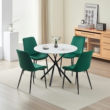 Seattle Dining Table with 4 Amelia Velvet Chairs Green