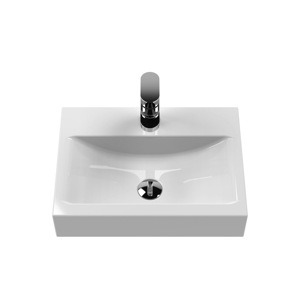 image 1 of Rectangular 1 Tap Hole Ceramic Countertop Vessel without Overflow - 460mm