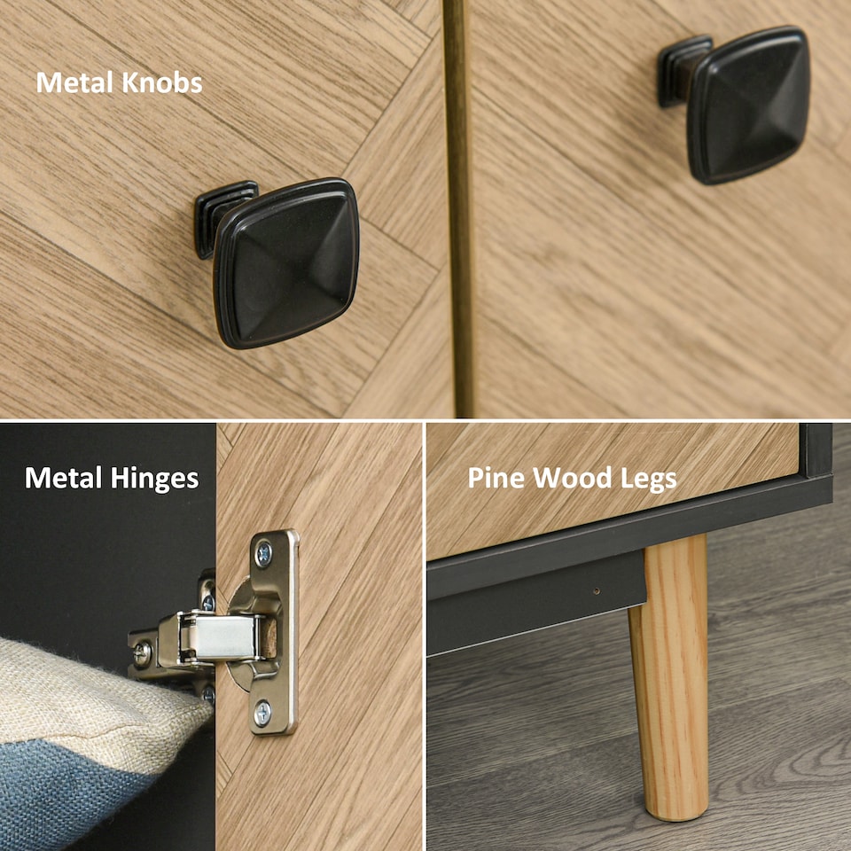 image 1 of HOMCOM Modern Wardrobe Cabinet Wood Grain Sticker Surface with Shelf, Hanging Rod and 2 Drawers 90x50x190cm