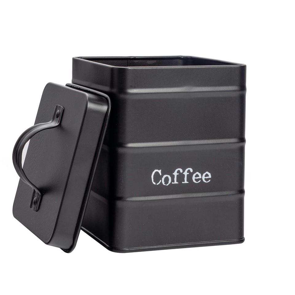 image 1 of Harbour Housewares Black Vintage Metal Kitchen Tea Coffee Sugar Canisters Kitchen Caddy Kitchen Storage Containers Canister