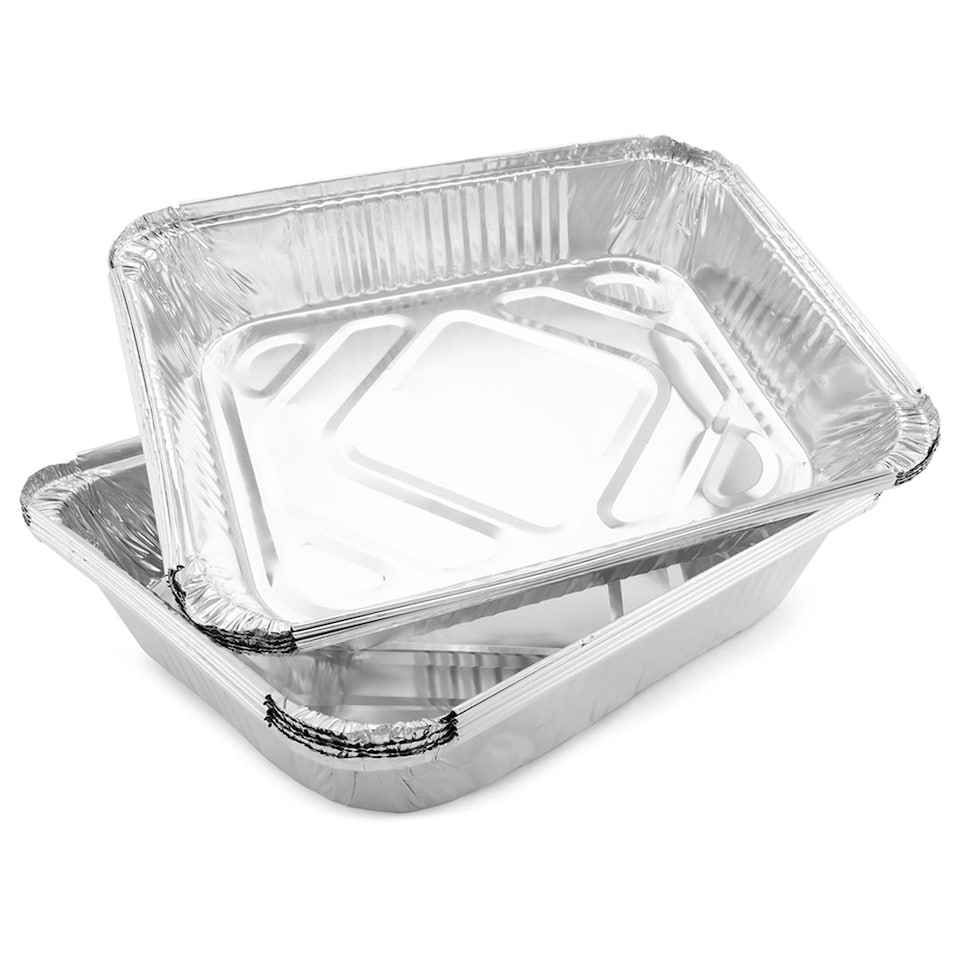 image 1 of Shallow Foil Tray Food Containers with Lids 23.5cm - Pack of 10