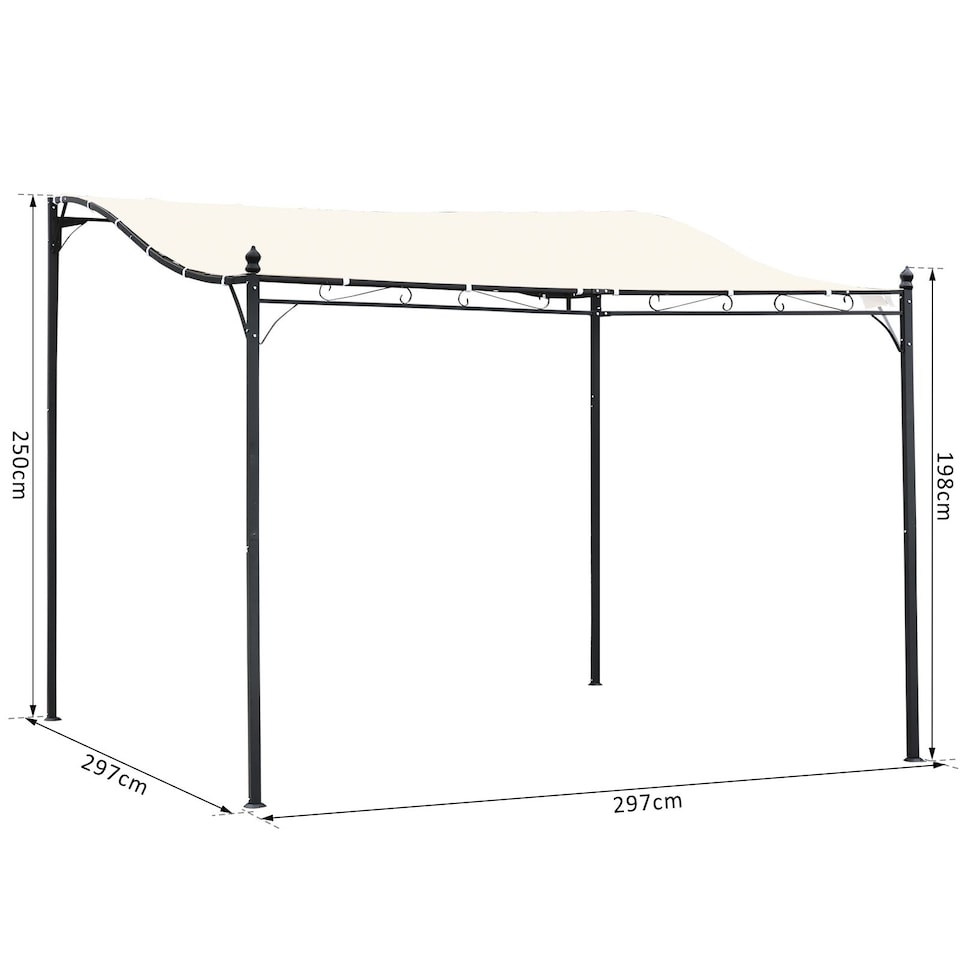 image 1 of Outsunny 3 x 3 Meters Canopy Metal Wall Gazebo Awning Garden Marquee Shelter Door Porch, Cream White