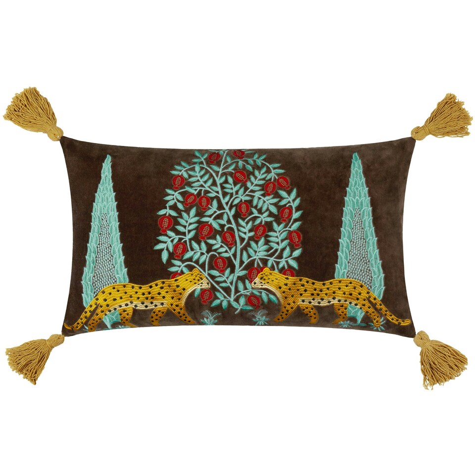 image 1 of Wylder Aritra Embroidered Velvet Multicolour Cushion Cover 30 x 50cm Multi