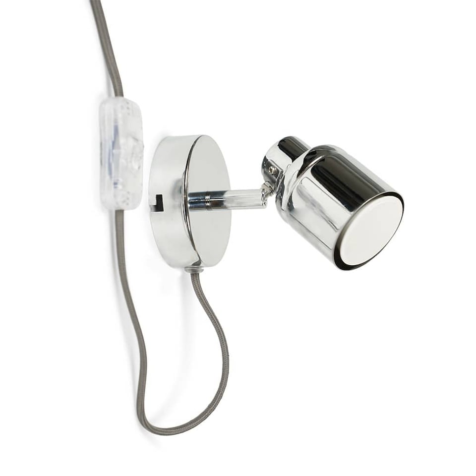 image 1 of ValueLights Benton Chrome IP44 Wall Light With Cable Plug | Silver