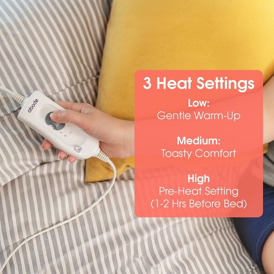 image 1 of Abode AEDB2002 Double Electric Blanket 90W Heated Underblanket White 3 Heats White
