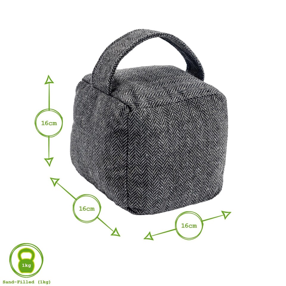 image 1 of Nicola Spring Mismatched Herringbone Door Stop Set - 16 x 16cm - Star/Heart - Pack of 2