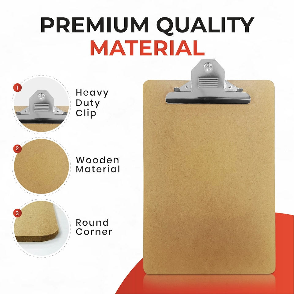 image 1 of Pack of 6 Janrax Foolscap MDF Clipboard with Butterfly Clip (A4 Plus)
