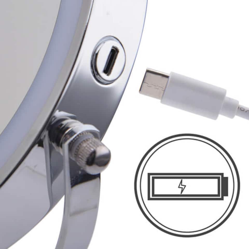 image 1 of Showerdrape Iris 5x Magnifying Chrome Makeup Vanity Mirror with LED Light