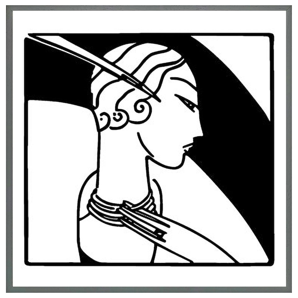 image 1 of Art deco woman (Picture Frame) White | XL