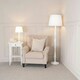 image 1 of ValueLights Victoria White Wood Traditional Stem Floor Lamp with White Fabric Tapered Shade