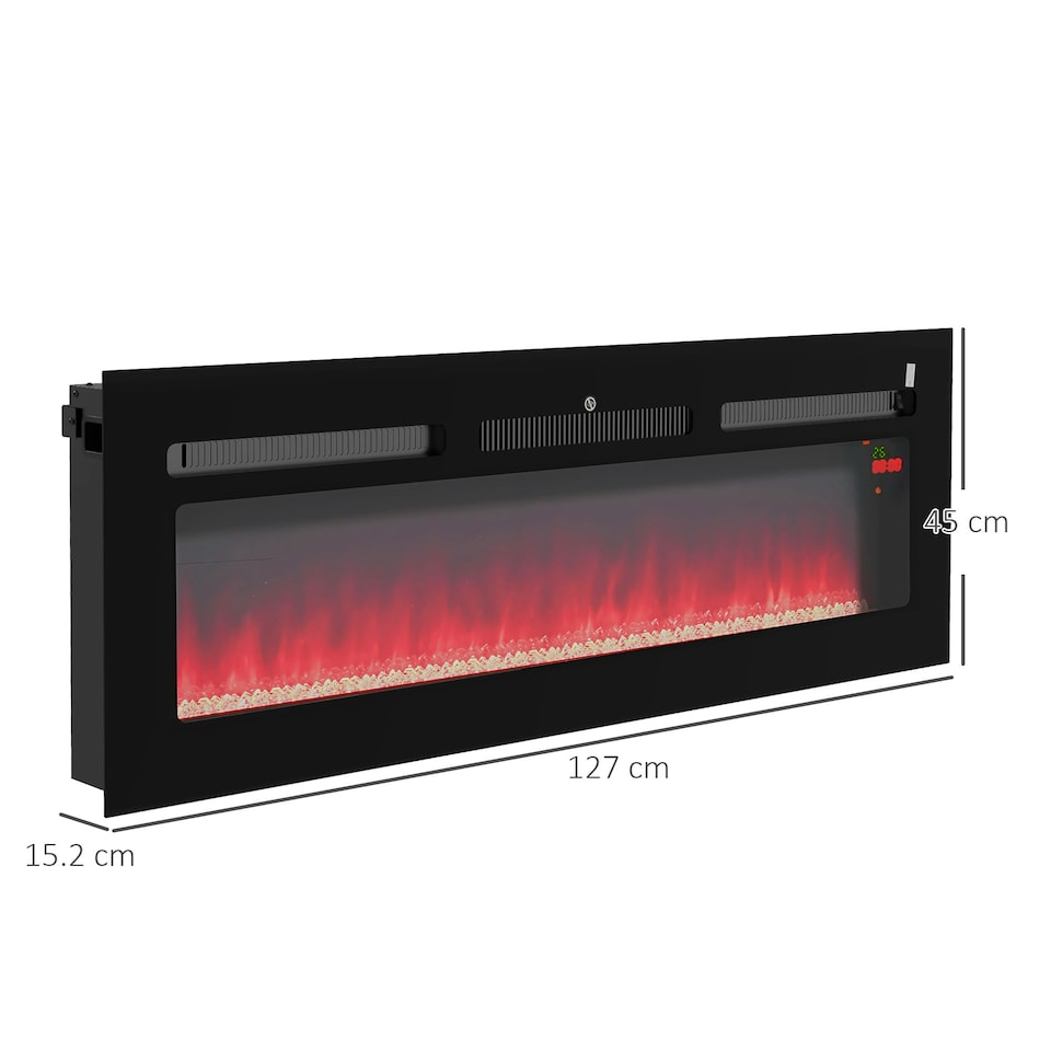 image 1 of HOMCOM 127cm Electric Fireplace Recessed Wall Mounted