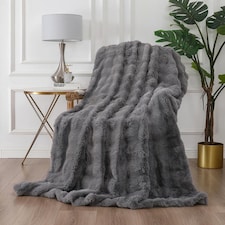 Luxury 3D Fur Polyester Blanket Soft & Cosy (150x200cm) | Grey | M | 1