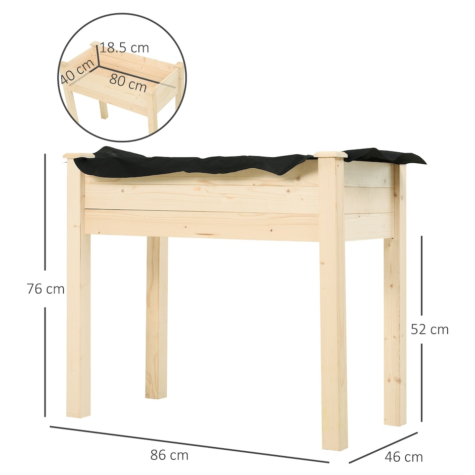 image 1 of Outsunny Garden Wooden Planter Flower Raised Bed Herb Grow Box Container