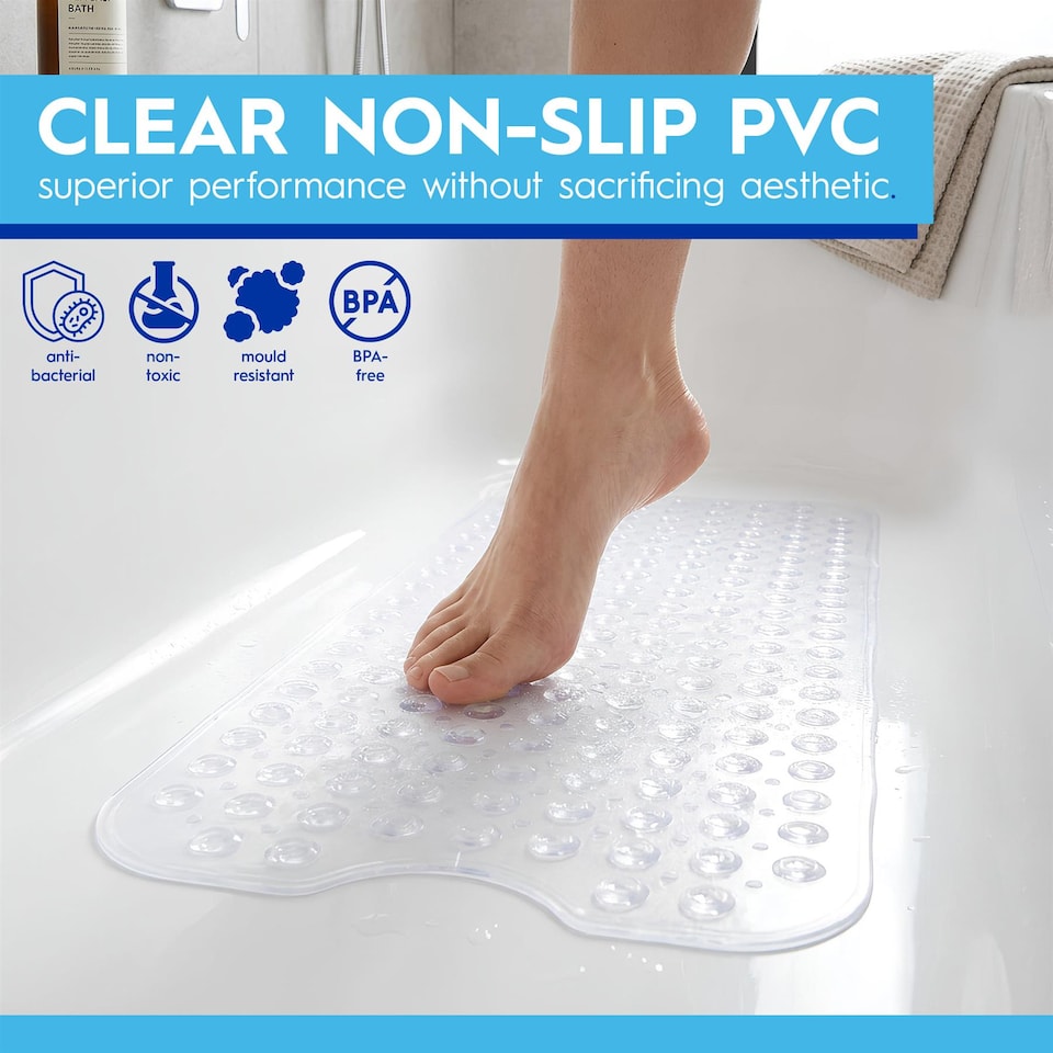 image 1 of Harbour Housewares Non-Slip Bath Mat - 100 x 40cm