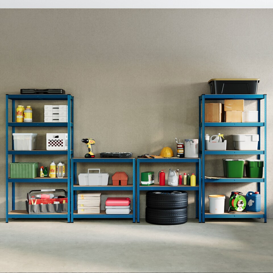 image 1 of Home Vida 5 Tier Garage Shelves Heavy Duty Shelves Boltless Shelving Storage Units - Holds Upto 875kg Per Bay - Blue - 3 Bays