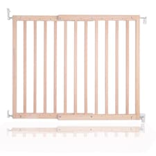 Safetots Top of The Stairs Screw Fitted Stair Gate, Natural Wooden, 63.5cm - 105.5cm, Wood Baby Gate, Safety Gate | Cream | 1