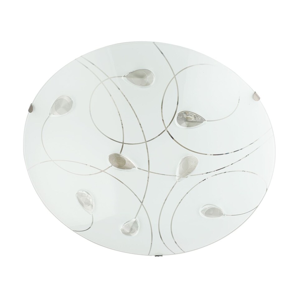 image 1 of Traditional Classic Opal White Glass Flush Ceiling Light with Crystal Drops | White | White | 1