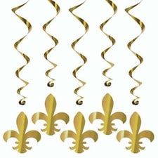 Fleur De Lis Hanging Decorations Whirls - 40 Inches / 102cm - Pack of 5