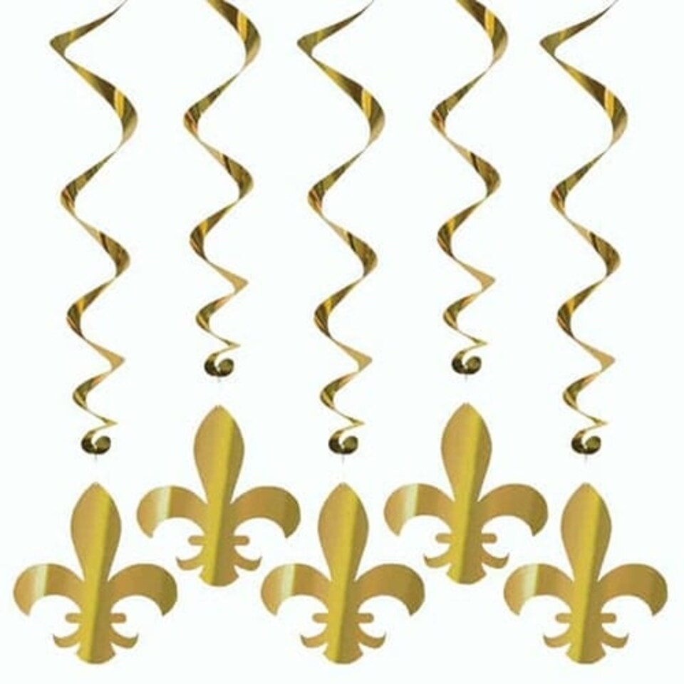 Fleur De Lis Hanging Decorations Whirls - 40 Inches / 102cm - Pack of 5