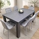 image 1 of Dining Table and 6 Chairs  Black Dark Grey 6 Grey Velvet Chairs Wood Dining Set Furniture | Grey | One Size | 7