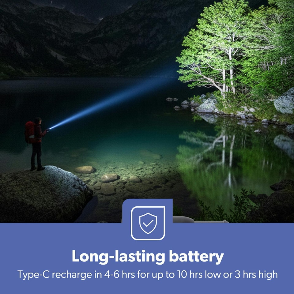 image 1 of GEEPAS Zoomable LED Flashlight, 1500 Lumen