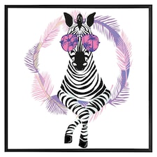 Pink zebra (Picture Frame) Black | XL