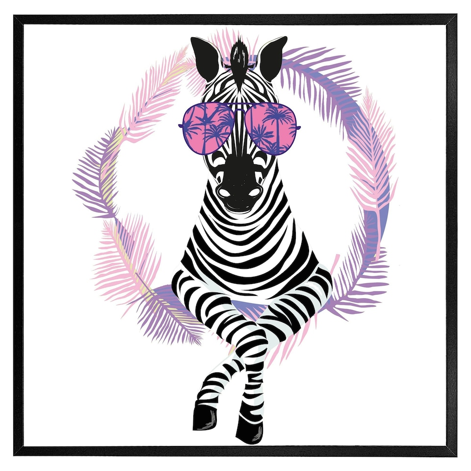 image 1 of Pink zebra (Picture Frame) Black | XL