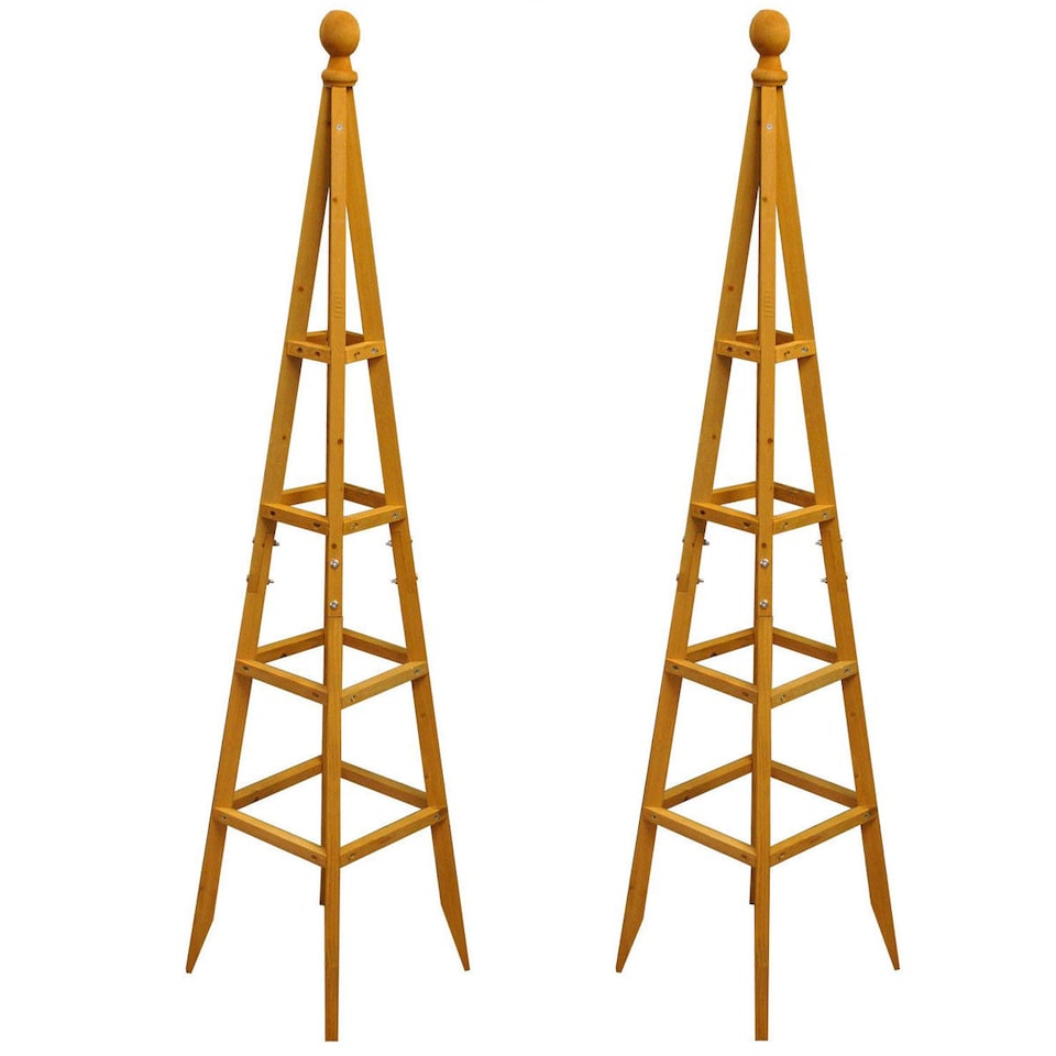 image 1 of Wooden Garden Obelisk Plant Support for Climbers (1.5m tall) - Pack of 2
