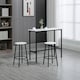 image 2 of HOMCOM 3 Piece Bar Table Set for 2 with Stools Steel Frame Footrest White
