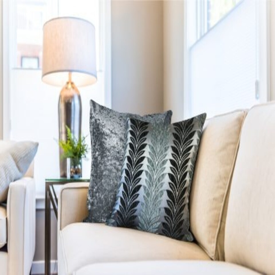 image 1 of Trellis Cushion Cover 43cm x 43cm Charcoal | Grey | Grey