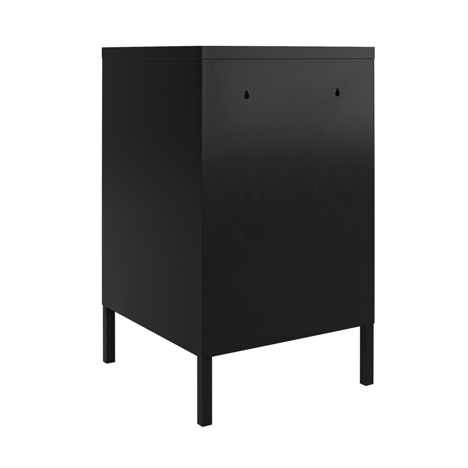 image 1 of Mission District Metal End Table with 1 Door Black | Black | Black