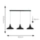 image 3 of ValueLights Civic Matte Black Metro Dome 3 Drop Diner Bar Matte Black Ceiling Pendant Light Black