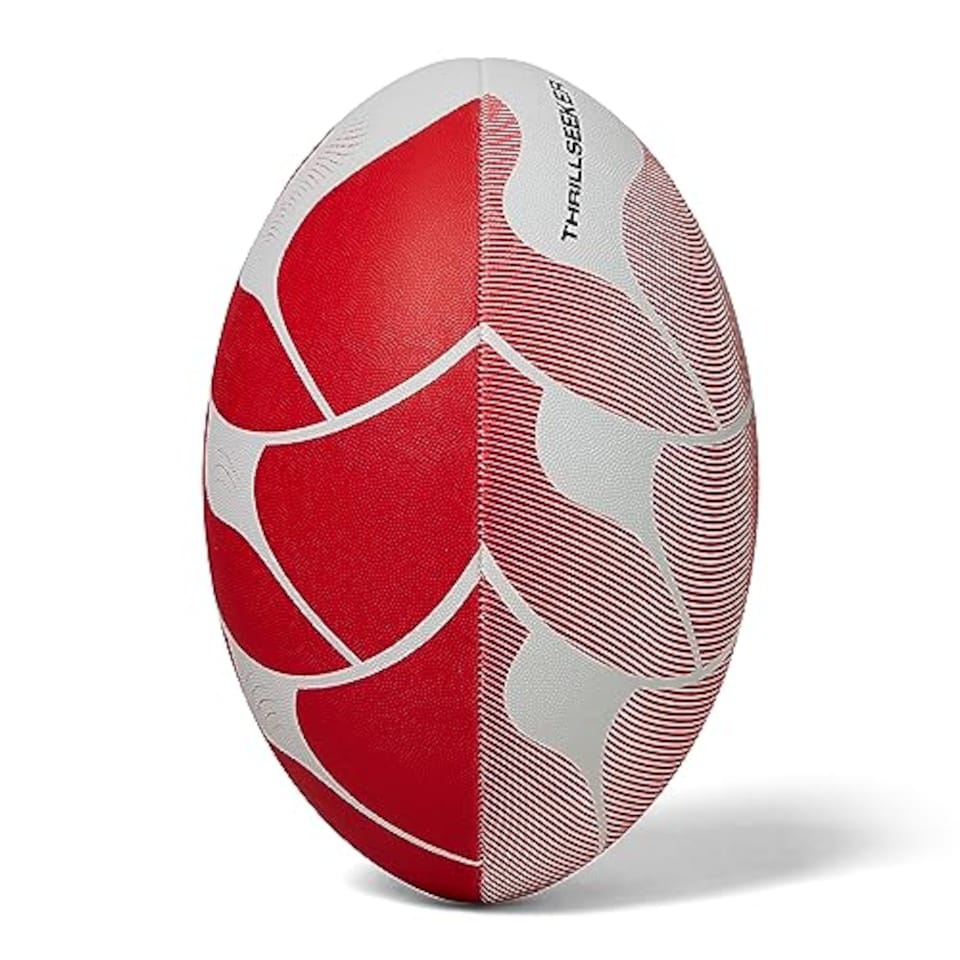 image 1 of Canterbury Unisex Thrillseeker Play Rugby Ball | Standard Grip | Training Ball Rugby Ball, White/Red, 3