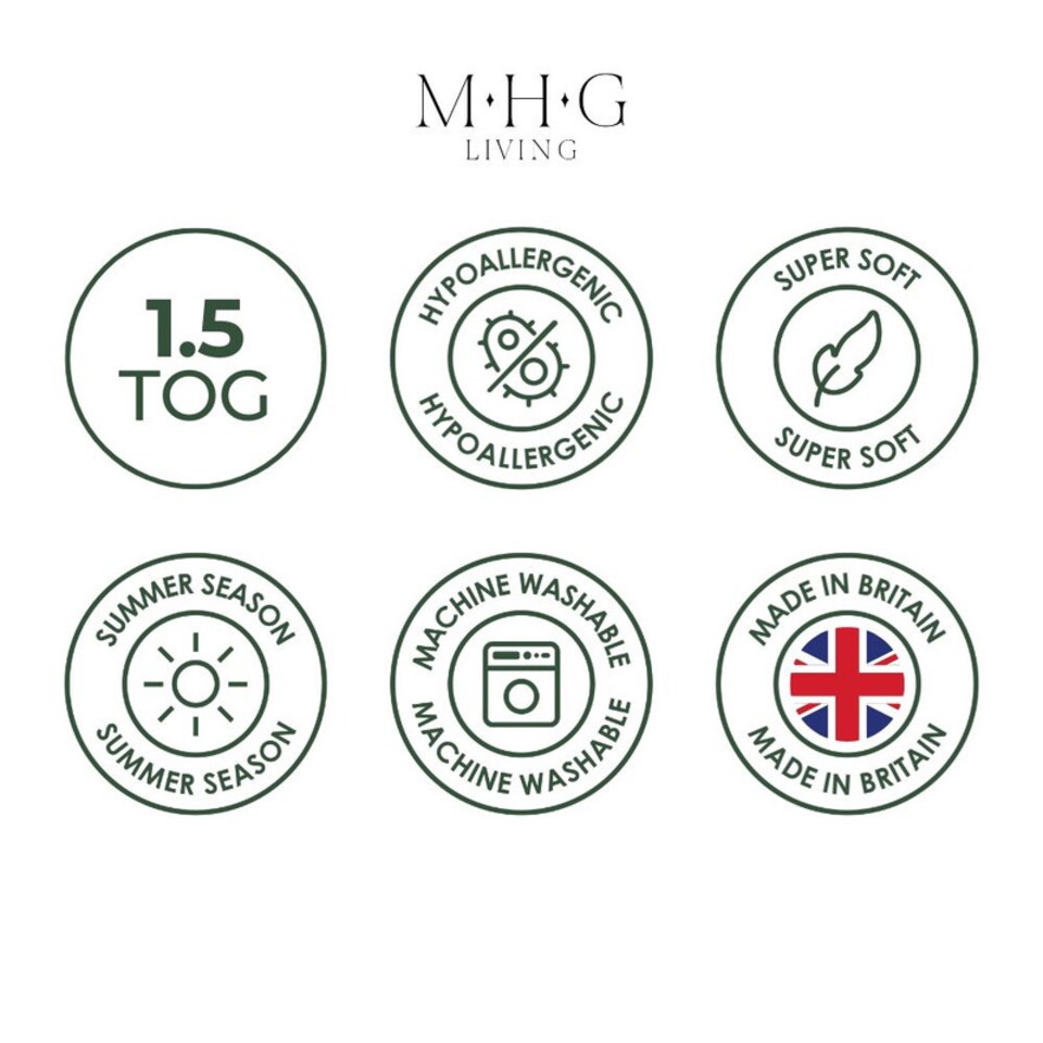 image 1 of MHG Living 1.5 Tog Summer Striped Duvet|Anti-Allergy Hypoallergenic Hollowfibre Quilt-Super King