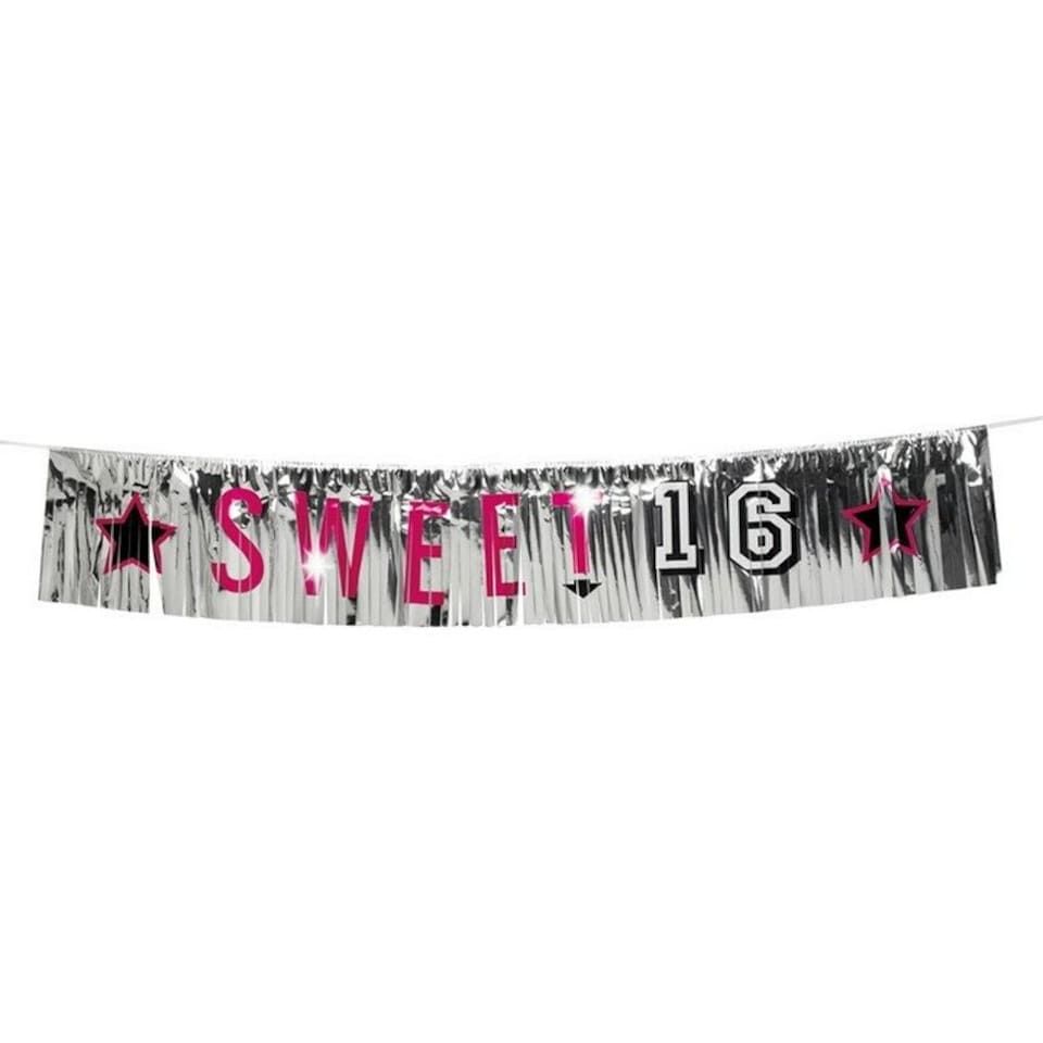 Boland Sweet 16 Banner - Silver/Black/Pink - One Size