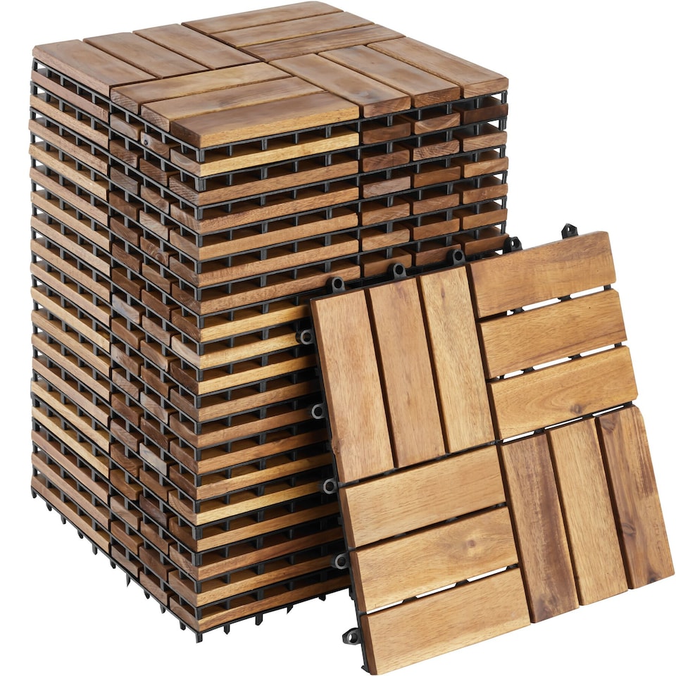 image 1 of Outdoor Tiles Tabula - easy click installation, acacia wood, weather-safe | Brown | brown | 31 x 31 x 2,20 cm | 20